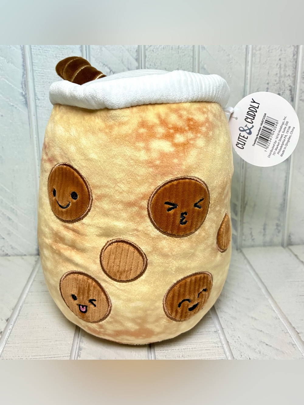 Cute & Cuddly Kawaii Chocolate Coffee Boba Drink Plush Toy 6”x6”x10.5” NWT